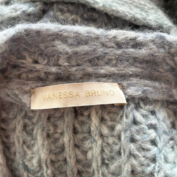 Vanessa Bruno Alpaca Blend Blue & Gray Chunky Belted Cardigan - Size S - Picture 4 of 5
